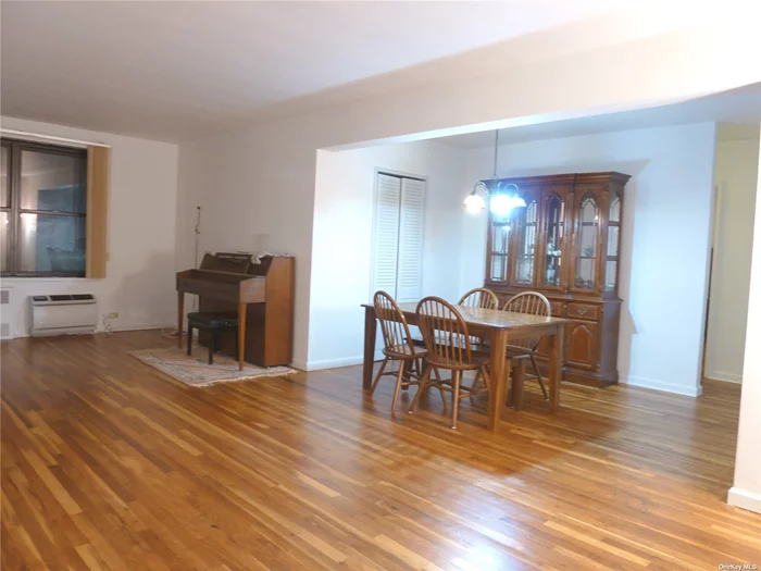 House Size 2Br In Beautiful Community W/Pool, Prkng Lot, and EZ Commute. New 24 Hour Laundry and Zoned For Very Highly rated PS188. New Ceramic Bthrm and New Wood Flrs Thru-out. Expanded, 30Ft LR w Open Feel, Foyer and Large Dining Area. Kingsize MBR, Queen Size 2nd Br. Tons Of Closets & Free Storage Rms. Newer Appliances, Wall AC&rsquo;s, Express Bus & Ltd Q46, Fast Ride To E&F Trains, Q88 to Queens Center, Q27 to Flushing,  Just Steps Away. Elegant And Immaculate Community In S.D.26. New Gas Heat, Appx 1200 Sq Ft. Close To Shops, House Of Worship, Alley Park, 4 Parkways. Ez Board, Live In Super, Vacant. Maint inludes ALL except electric.