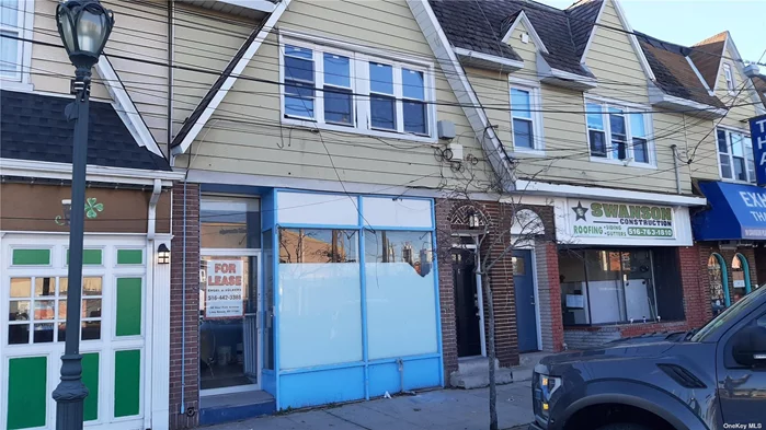 Great location for commuter traffic, 1100&rsquo; of storefront in mixed use building. Partial Basement allowed for limited storage. Private parking in rear. Tenant pays utilities. Public Parking in front. Current use, Was Pet grooming. Across from LIRR.