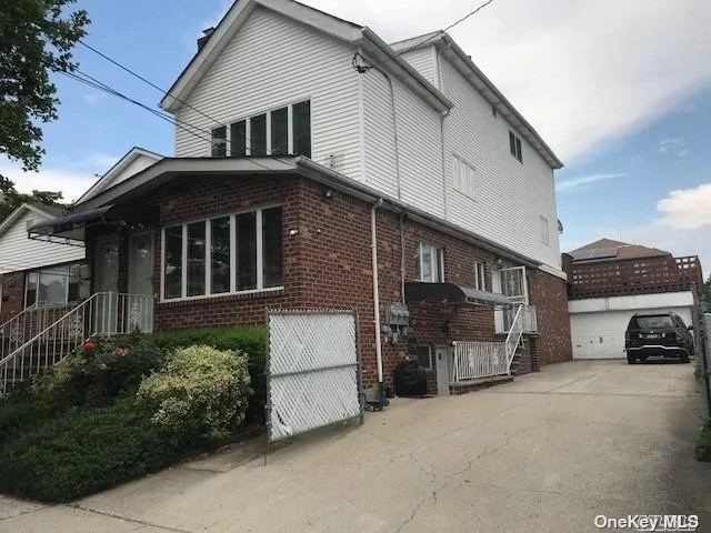 Great potential in a Prime location of Fresh Meadows. Outside showing first. 1995 newly extended and redone legal two-family, and buyers must be willing to purchase the property AS-IS and prefer cash buyers. 1st fl roughly 1130 sq ft 3 beds and 2 full baths, 2 car garages, plenty private parking, zoned PS 173, 216 Ryan and Francis Lewis High School. 2nd fl is about 970 sg ft and 3 rd fl has plenty storage spaces