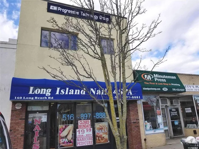 Totally Renovated unit. Located in the heart of Island Park Village. High traffic area. located across from LIRR, stores, restaurants. Office is located on 2nd floor.