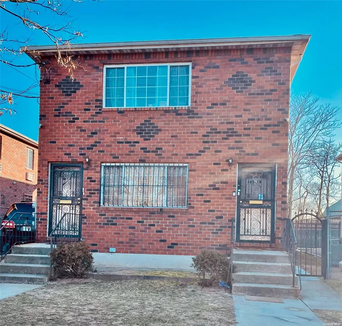 This 100% Brick 2 Family Home features Hardwood Floors Throughout. Half Bath in MBR. Large and Spacious Bedrooms.