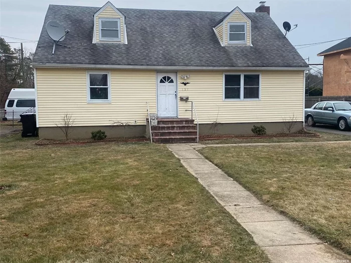 Huge Expanded Cape on Amazing Corner Lot in West Islip. Featuring 4 Bedrooms 2 full bath Hardwood Floors, Large rooms. Full Basement W/O Entrance. Detached Garage , Natural Gas, sewers,