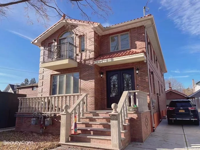 Brand new 2 family brick house in the best location Bayside. Best 26 school district. close to everything. a few mins walk to Bell Blvd, Schools, Restaurants, Bus station, and LIRR, 25 mins to Manhattan Penn Station! 1FL front with second-floor duplex + basement: (Total 3 bedrooms & 3 full bath, 2 half bath) Rent: $4450. Separate Entrance to 9-feet ceiling basement. radiant heat floor. private driveway. 1 car garage. Living, dining, and laundry. Finished beautiful large basement 9ft ceiling with 1 half bath, can be easily used as home office and children playroom. The double ceiling in the living and dining area, lots of natural sunlight! Must see! Don&rsquo;t last long. (The second Family on the back is also for rent: $2650. 3Bedrooms and 2 bathrooms with separate entrance and washer& dryer)