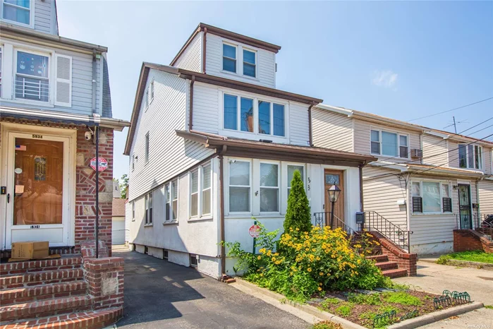 Detached legal 2 family home. One detached garage. Three levels above ground in addition to unfinished full basement with outside separate entrance. 1st Fl: 16x51; 2nd Fl: 16x36; 3 Fl: about 300 sq ft. Total 4 bed rooms 2.5 bathrooms. one block to kissena park & P.S.163. Zoned for Francis Lewis High School. Insanely Low taxes $3, 175.