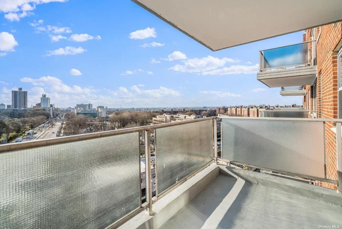 Spectacular and one of the highest City Views in the Briarwood area! This IS a large 1, 000 approx 1 bedroom/ Flex 2/ Junior 4! Large Private Terrace(over 70 square feet!) in a highly sought out area of Briarwood/Kew Garden border. Large Bedroom 12&rsquo;x18&rsquo;, separate Dining room/ 2nd bedroom 9&rsquo;x12&rsquo;(can be easily converted back to a bedroom) or used as a office room, Full Bath, walk in closet, Maintenance includes taxes, cooking Gas, Electric, Central AC/Heat that you control (3 Zones!), pet friendly.. 24 Hour Doorman. Live-in Super, Concrete ceilings & floors, Double Pane windows, Front of all mass transportation (in front of the E & F express subway - 25 min to the city), Park, Library, Shop, etc.