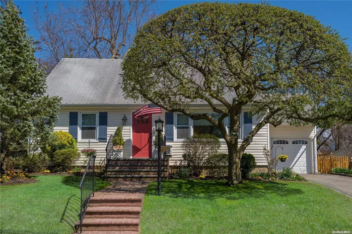 This 3 bedroom, 2 bath quintessential Cape is the epitome of pride of ownership and charm! Located on a quiet street, this home is set on a beautifully landscaped, fully fenced private property shaded with specimen trees. Enjoy this backyard oasis which includes a patio, lush lawn with in-ground sprinklers, outdoor speakers and solar power lighting. Inside this freshly painted, immaculate home you will find gleaming hardwood floors, crown molding and custom built- ins. The updated eat-in-kitchen boasts granite countertops, stainless steel appliances, and Andersen sliders to the bluestone patio. The second floor includes an office area, two additional bedrooms and a full bathroom with skylight. This charming Cape is full of upgrades including LED high hats, hardwired speakers inside and out, ready for your electronics, updated windows, professionally installed dry well. 1.5 car garage. Enjoy Glen Cove beaches and golf courses. LOW TAXES under $10K w/o STAR!