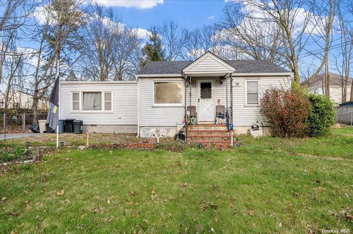 Great starter house with very low taxes only $3, 471.75 before the basic star of $893.65. Location, location, location...just blocks to LIRR Ronkonkoma Station, near LIE and just minutes to MacArthur Airport, and in Sachem High School North. Oversized level lot .35 acre 100X174 IRR, 4-year-old single layer roof, some windows replaced, new vinyl flooring, recessed lighting, tiled bathtub resurfaced March 2022 new toilet and vanity, 200 AMP electric service, air conditioners, rear porch, fenced yard with shed plus generous private driveway. Move-in condition!