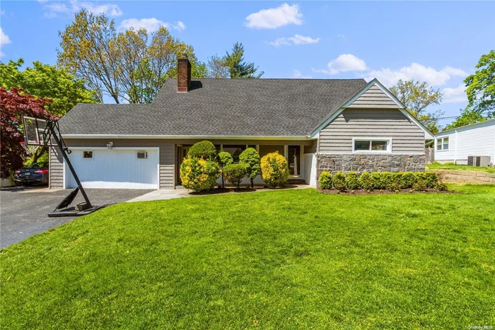 Sitting pretty on a large piece of property and located in the Doctors row section of Glen Cove, this home is deceivingly larger than what it presents itself from the outside. This Farm Ranch offers an abundance of living space with an additional bonus suite on the first level and additional living space on the second level. Hosting a formal living room with a wood burning fireplace, a formal dining room off the eat in kitchen with sliders to the patio and yard. The den features lots of large windows and is well lit with natural sunlight. The primary bedroom suite has a walk-in closet and a full bath. There is an additional 3 bedrooms on the main level. The second level has an additional family room, one bedroom, a full bathroom and attic storage. The basement is full sized with utilities, storage and a laundry room. Many upgrades include new roof and siding.