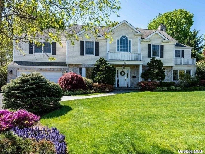 Flower Hill Perfection - this elegant custom Colonial checks all of your boxes. Located in one of the most sought after villages, surrounded by beautiful homes, offering a rare combination of open gathering space with soaring ceilings & tremendous natural light & separate, private nooks for you to work, sleep, exercise & relax! Special features include a welcoming & expansive kitchen & family room, spacious bedrooms, 2 offices and a lower level terrific for recreation. Property is lush & private. Ideal for summertime fun.