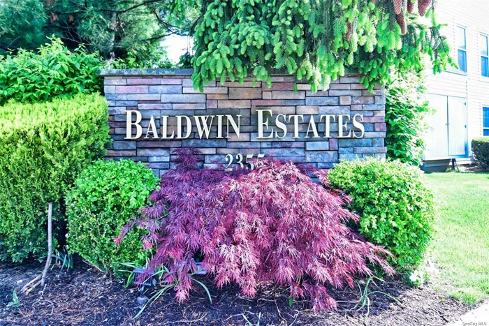 Pristinely Maintained Townhouse Community. Bright, Spacious 2 bdrm, 1.5 bth Co-op located in Baldwin Estates. 1st Floor Features Entryway with Skylight, LR/DR with Sliding Doors To Private Deck, Kitchen, Washer/Dryer Included, Large Pantry, 1/2 Bath, Attached 1 Car Garage that could fit 2 cars with Additional Storage Space. 2nd Floor: Master Bedroom with Sliding Doors To Balcony, Walk-In Closet & Full Bath. 2nd Bedroom with Plenty of Closet Space. Amenities Include Community Pool, Garden and Guest Parking. Close to LIRR, Shops