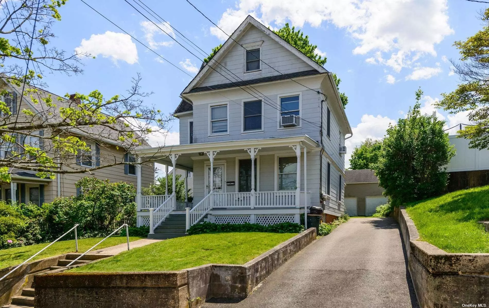 Welcome to the historic section of Oyster Bay. This is your chance to own a village area home with incredible character. With high ceiling, wood trim, pocket doors, and stained glass this home has the charm you are looking for. With a little polish this gem will shine brightly again. Four rooms over four provide the flexibility for whatever your needs are. The detached 3 car garage is a special extra with so many possibilities.