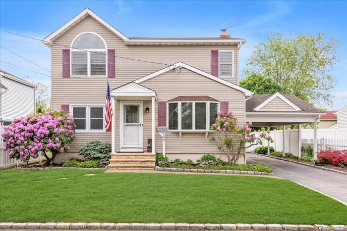 WELCOME to this classic mid-century modified cape in the heart of the village of Lindenhurst. This beautifully renovated property has three bedrooms including a master with en suite bathroom and walk-in closet. Hardwood floors throughout, with an up to date eat in kitchen with stainless steel appliances, a living room including a gas fireplace and dining room. Four AC/Heat split units. Washer and dryer are included. Architectural carport over driveway for three cars, a spacious fenced in backyard featuring a shed, and a wooden deck new with a retractable awning. Short distance from LIRR station and local shops/restaurants. A wonderful neighborhood and place to live. ALL APPLIANCES (New) are included in sales price.