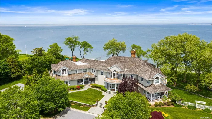 Situated on 440 feet of Oyster Bay Coastline, Eventide is the Crown Jewel of Centre Island. Spanning 11, 000 sqft w/ 6 expansive en-suite bedrooms, 3 full bathrooms & 3 half , this majestic estate is one of the finest properties on LI Sound. The two-story entry hall, panoramic views of LI Sound, gleaming wood floors & railings are flawless, and the open floorplan flows seamlessly. Formal waterfront living room with two story windows. The dining room flows into a massive chef&rsquo;s kitchen which boasts top of the line commercial appliances & unobstructed views of the pristine LI Sound. A wood paneled office is a remote workers dream. The primary bedroom is located on the first floor that also opens to the waterfront. Upstairs bedrooms w/ en-suite bathrooms provide plenty of room for guests. A basement with endless opportunities. Park-like grounds, a Bocce Court, waterfront pool pavilion/bar and kitchen & pool house with full kitchen. Secluded & private, with well-known celebrity neighbors.