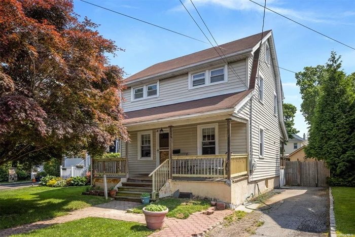 An updated 3-4 Bedroom Colonial ... 1.5 Bath on a big lot 40x146 ... New kitchen SS Appliances Quartz countertops , , Catskills style front porch , Deck in back , Gas heating , New railings, Home painted 4 years ago, basement.