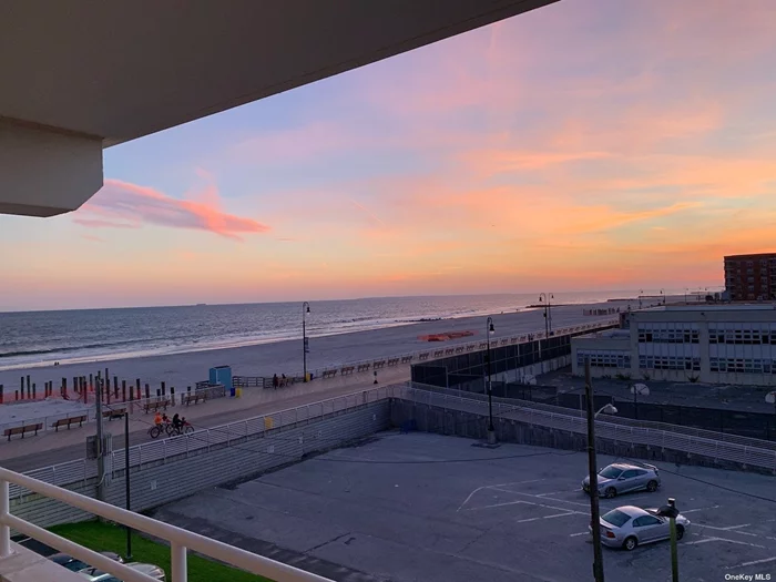 Oceanview corner unit with balcony. Updated kitchen & baths, washer/dryer in unit, 3 heat/AC units. In ground pool, storage, bike room, comes with 2 covered parking spots, seconds to beach with windows on 3 sides. tenant pays heat & electric. (heat is electric) water included.