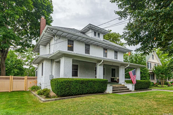 Plenty of charm and history abounds in this 1910 Babylon Village colonial. Gorgeous wood floors, 9&rsquo; coffered ceilings, open floor plan, new first floor full bath, updated second floor full bath, oversized bedrooms, amazing back sunfilled room, CAC , new windows, new Pella Slider, wainscoting, 200 amp electric, walk up attic w/oodles of storage, huge 2 car garage new roof 2013, This is truly a home you need to see!! Basic STAR exemption $1096.72