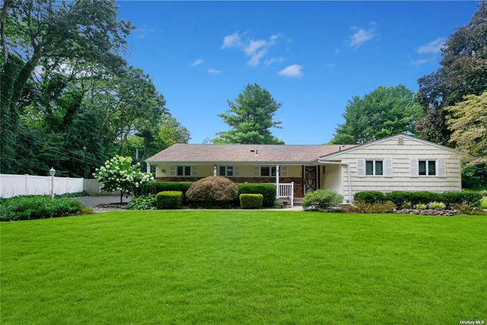 Your search has ended! This pristine ranch is situated on shy 1/2 acre at the end of a cul-de-sac. It offers abundant living space, separate bedroom wing and a SUPERB Greenlawn location (Harborfields SD). Andersen windows. Approx 560 sq ft of full basement is finished. Rollaway awning.