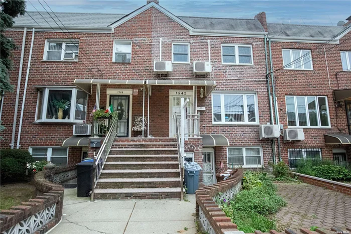First time offering of legal two family home, 3 bdrms up, 1 in basement with a full bath on each floor. Perfect for an investor or family with a spare apt in the basement with laundry room that is shared, in beautiful Dyker Heights! Private entrance with 1st floor bedroom, bathroom, Living/ Dining, kitchen with granite countertops, microwave, Gas heat and cooktop. refrigerator, dishwasher w exit to covered patio overlooking concrete backyard that can hold two cars. Ductless air throughout. Ample street parking with fully fenced backyard. This home is an Incredible investment at a very reasonable price with similar homes listed up to 1.5 million. Easy access to highways, railroad, shopping, and a top rated school district! Available with or without tenants. First time on market! WILL NOT LAST.