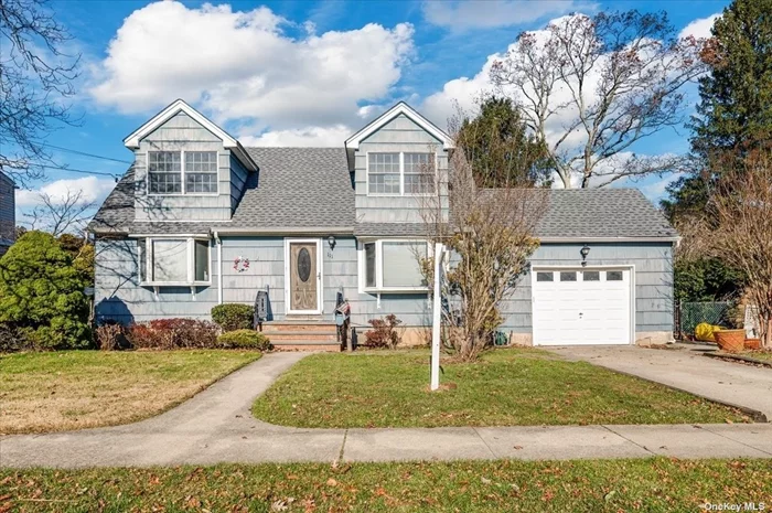 8 Room Expanded Cape full rear dormer plus two large double front doggie dormers 2nd FL vaulted ceilings, 1, 344 sq ft interior and 1.5 car attached garage 240 sq ft with unique interior access to the finished basement, FDR expanded by 3&rsquo;, sliders to deck/patio from FDR & Den, MBR on both levels flexible layout (current set-up as 3BR but can be 4BR) hardwood floors both levels except family room, partially freshly painted interior, basement & garage, 2 bay windows, 3 skylights, 18x36 In-ground Pool, 3 new stainless steel kitchen appliances including Gas Stove, and New (11/22) Burnham Gas HW Heater, Separate Gas Water Heater, Washer/Gas dryer, 200 AMP electric, New (11/22) Single-layer Roof, AC window Unit in basement, 70x100 lot located 2 houses away from Massapequa Preserve and 1 block to the entrance. Excellent cul-de-sac location! School District: Massapequa, Elementary School: Lockhart Elementary School, Jr High School: Berner Middle School, and High School: Massapequa High School.