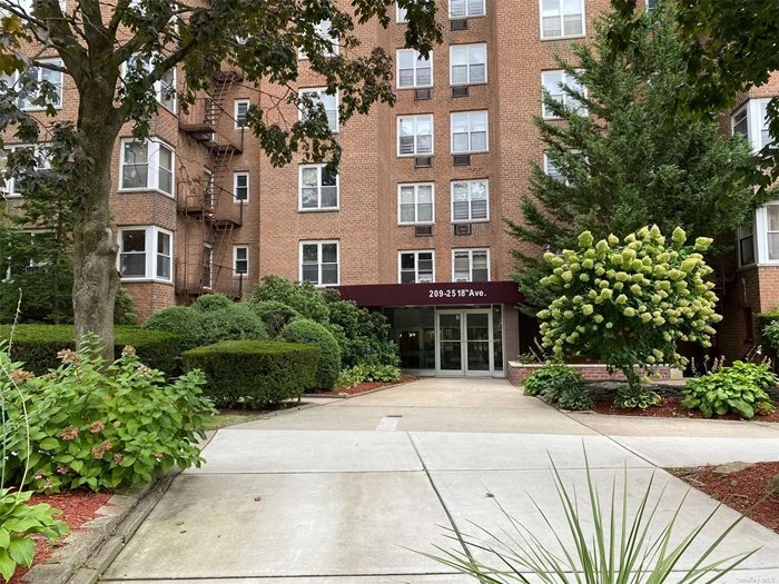 Large spacious 2 Bedroom apartment in 6 story building. Dining Room can be converted to 3rd bedroom or den. Laundry room in lobby. Playground, Basketball court, Purchaser will get 1 assigned parking space for additional $20 a month. Close to Bay Terrace Shopping Center, Library, Elementary and Middle school, Golf Course, Fort Totten, Little Bay Park, Bayside Marina, Express bus, local bus to LIRR. Maintenance includes Gas, Electric, Taxes...