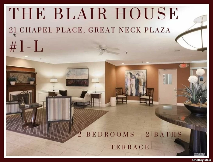 Great Neck Plaza @ The Blair House #1-L: Perfection!!! // Designed with the most elegant building Lobby + Residential Hallways - evoke the vibe of a Park Avenue address // 2 Beds - 2 Baths with a Split Layout // About 1400 Square Feet // Lovely East Facing Terrace overlooking the Courtyard // This much loved Apartment is filled with Bright Morning Sunshine + One Flight Up {not lobby level, nobody lives underneath this unit} // Newly Refinished Beautiful Wood Floors + New Base Mouldings // Immediate Dedicated Indoor Parking // No Wait Private Storage Cage // Elevator // On-Floor Laundry // Co-op Building with Monthly of $1428, which covers most Expenses {deductible Real Estate Tax Included} // South School - North Optional - Baker // Enjoy the Great Neck Libraries, Parks + Upscale Cultural Programs // Near LIRR // A wonderful Home in a Most Desired Town:)