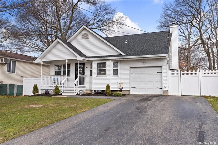 Freshly Painted Mid Block, Rear Dormered 4 Bed 2.5 Bath Expanded Cape w/Charming Front Porch, Open Concept, Large Bright Eat In Kitchen w/Granite, Stainless Appliances & Center Island, Breakfast Area, Living & Dining Room w/Recently Refinished Hardwood Floors & Hi Hats, Updated Powder Room w/Wainscotting, Primary Bed w/Full Bath, Second Bedroom, Vinyl Flooring In Both Bedrooms, Upstairs Features Primary Bed w/Extended Closets & Full Bath w/Jacuzzi Tub & 2nd Bedroom, Lower Level Finished Room w/Laundry, Storage & Utilities, Detail Moldings, Hi-Hats & New Lighting, 4 Car Driveway, 1 Car Attached Garage, New Paver Patio, Full Fenced Yard, 2019 Roof, Vinyl Replacement Windows, White PVC Fence, IGS, CAC, 3 Zone Oil HW Heating, New Oil Tank, Sep Oil HW Heater, Cesspool Serviced 3 Months Ago, Close To The Ronkonkoma Hub Project, True Taxes $9845, NYS Star $984, Sachem Schools