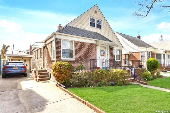 Detached Brick Cape In Super Convenient Location Just Steps From Shops & Transportation Offers Living Room, Dining Area, Kitchen, 4 Bedrooms, 1 Bath + Finished Basement With Sep/Ent. Detached Garage Long Driveway, Parking For 3 Cars, 40x100 Property, Gas Heat. Ps 162 & Jhs 074