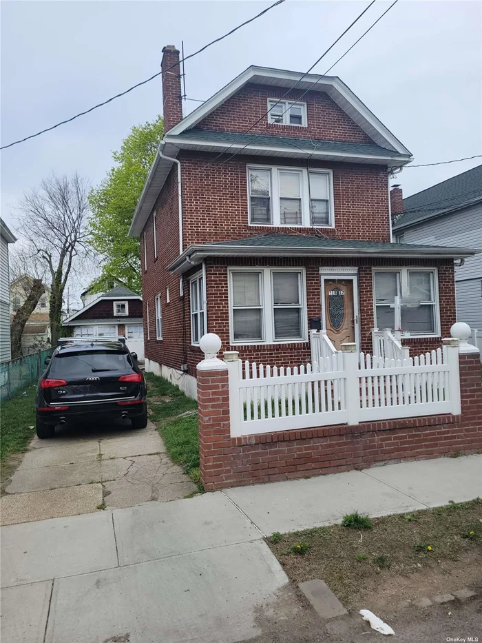 SOLID BRICK 2-FAMILY HOME, 5 BRS FEATURING 2 BRS DR, EIK, FBTH ON THE FIRST, 3 BRS + ON THE TOP FLOOR 1, 5 BTHS, DET. 2 CAR GARAGE 50 X 100 LOT SZ. CLOSE TO HEMPSTEAD TPKE AND 5 MINS FROM USB ARENA... THE FUTURE LOOKS BRIGHT. CURRENTLY OCCUPIED.vacancy TBD.