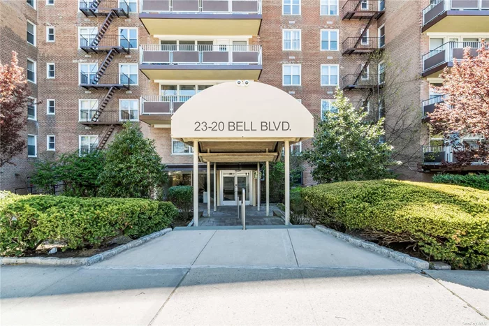 Beautiful updated Jr4 large 1 bedroom located right next to the Bay Terrace Shopping Center. Front door access to NY Bus Stop quick commute to Bell Blvd / NYC. This is an elevator building, with brand new laundry room, private in ground pool & poolside area. Indoor & outdoor parking spots and storage are available. Full maintenance staff & management office located onsite. Fully landscaped and maintained grounds all year round. Plenty of street parking available at all times. This Coop has very strong Financials & Reserves. The Monthly Maintenance includes All Utilities: water, gas, electric, real estate taxes, trash removal, pool access, heating, plus Central Air Conditioning. This is a very clean bright updated modern move in ready unit with many closets throughout including large walk-in closet, new hardwood floors, very large private terrace with grand windows. Great floor plan, truly a must see!