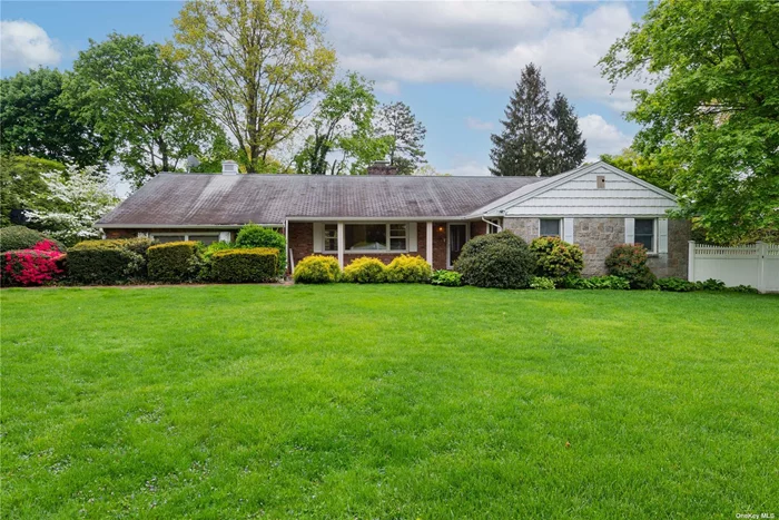 Expansive Brick & Stone Ranch on Beautiful 1/2+ Acre in Historic Estate Section. Main Floor Offers Large Rooms Including Living Room with Woodburning Fireplace, Dining Room with Doors to Rear Deck, Eat-in Kitchen, Den, Primary Suite with Walk-in Closet and Ensuite Bath, 2 Bedrooms and Full Bath. Lower Level, with Access to Backyard, has Library/Office, Bedroom, Large Full Bath, Laundry, Work Room, Lots of Storage, Central Air Conditioning, Heated, Gunite Pool and a Generator. The City of Glen Cove has Several Long Island Sound Beaches, Great Restaurants, Parks and a Golf Course for Residents.