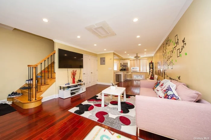 Living room with stairs