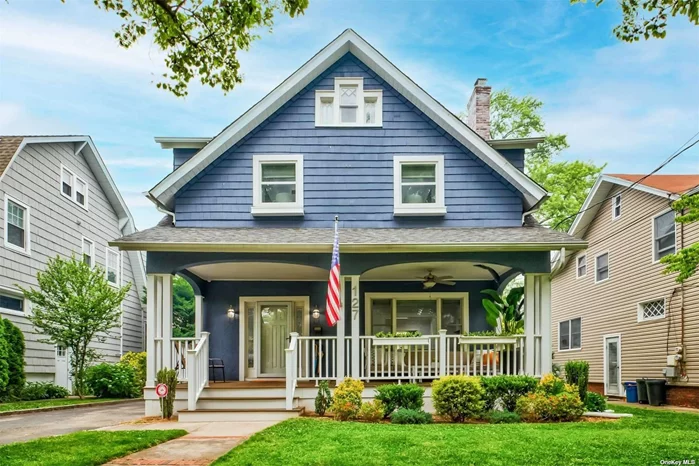 Nestled on a tree-lined street, close to the train & Main st., sits 127 Reid Avenue. A fully updated Center Hall Colonial with all of the charm & character from its original build. You are welcomed by an oversized trek porch, through the foyer, into the bright living room with a wood burning fireplace. The first floor has an easy flow, perfect for entertaining. From the living room you can head into the kitchen, passing the powder room, and basement entry. Kitchen has a surplus of storage and cabinets, updated appliances. The bright dining room has soaring ceilings right off the kitchen. In the back of the home is a home office/den with french doors to the backyard. Upstairs has a beautiful Primary En Suite, with custom closets, vaulted ceilings, and cathedral windows. Two additional bedrooms, full bath complete the 2nd floor. Full basement, Unfinished attic, and much much more. This is the home you&rsquo;ve been waiting for...