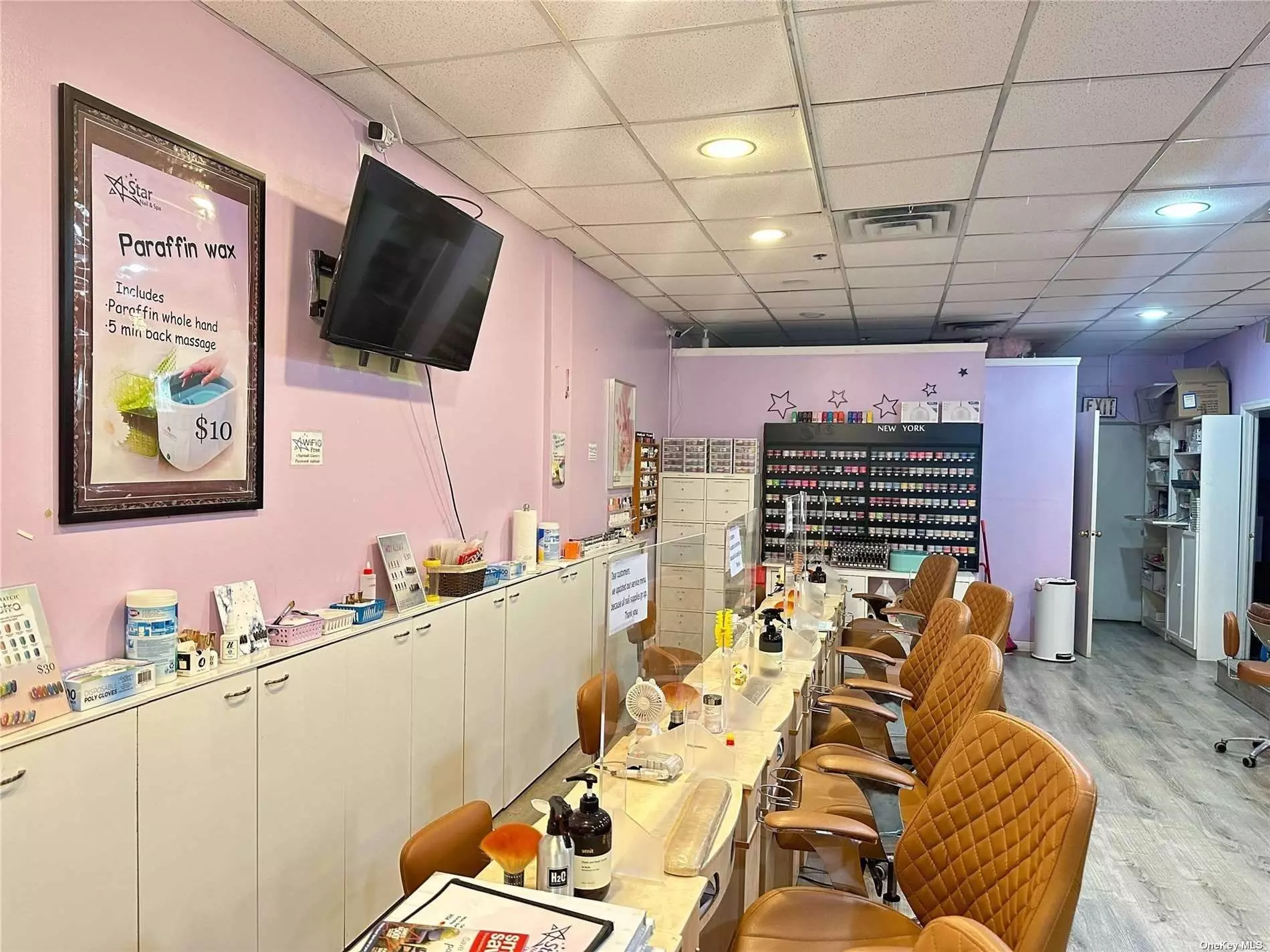 Easy starter business with low rent of $3000/M and 8 years remaining in contract . Last year income was about $380k. Open 6 days a week. Contains 6 pedicure spa chairs and 6 manicure tables. Don&rsquo;t miss out!