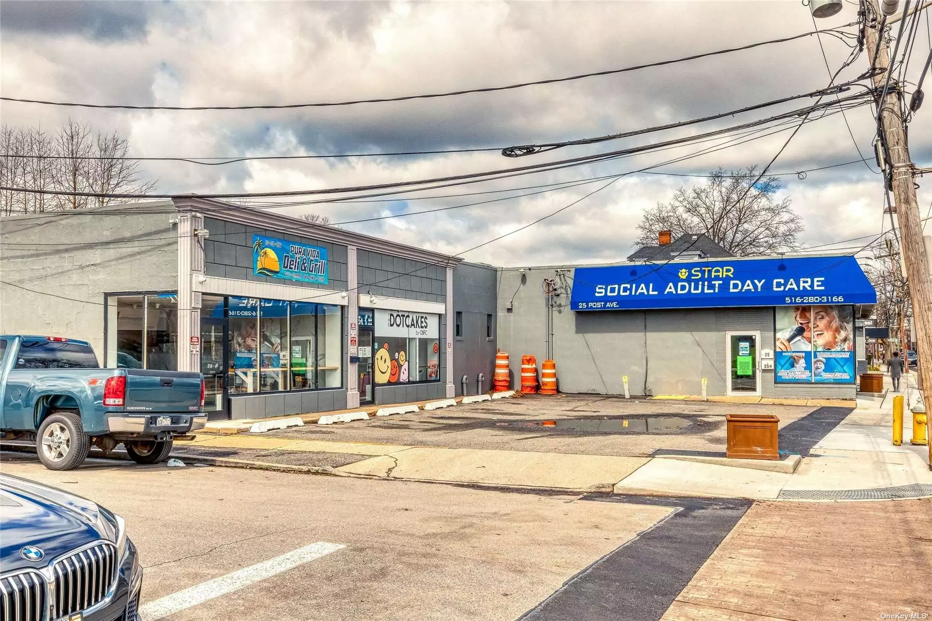 Great Commercial Property in the heart of post Ave . Great income producer or in use , Mostly redone New Roof 2024, and close to major highways and the LIRR, 3 Units Commercial Property main is 4, 500 SQF, Deli 1, 000 SQF, Dot Cake 1, 000 SQF, Adult Day For Sale for 150k and Deli 150k .
