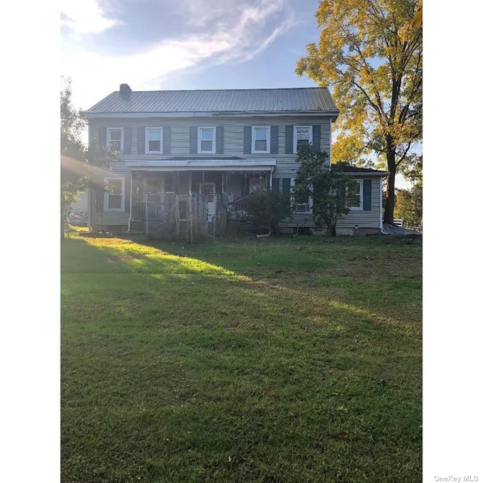 Unique Property with Huge Income Potential. Res/agri zoned Beautiful mntn views S facing 4BR/2 BA,  2500 Sq. Ft. 1890&rsquo;s Foxrun Center Hall Colonial. Home has 2 add finished rooms on 3rd floor (no heat) mud room, pantry, , and a large living room w office , all situated on a 5.3 acre corner tree lined lot w lots of road frontage Property has 3 car detached garage with extra room & circular driveway. In addition to this house and garage, this property has multi income possibilities. 3 Giant Cinderblock Barns currently contain a total of 21 stalls , tack rooms & hay storage. One barn is heated could have many kennels reassembled for dog boarding etc..and plenty of room to keep farming equip in larger bldgs. Bldngs include: #1:4, 000 sq. Ft. Building w/large garage door openings #2: 2, 288 Sq. Ft. Heated barn with 5 stalls and already started 2 BR accessory apartment. #3: Giant 3, 504 Sq. Ft. barn w/16 stalls split into 2 levels with concrete second floor for hay! Bring your vision !