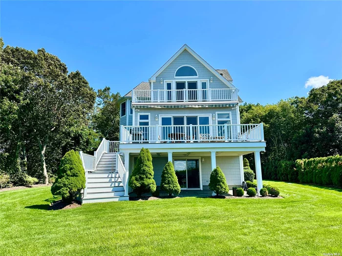 Enjoy the off season in this gorgeous, waterfront home overlooking the Long Island Sound. This home has it all with breathtaking views to boot! Spacious great room with fireplace and wet bar, game room with pool table, eat in kitchen and dining room, 4 bedrooms, two of which are ensuite, with the primary including a fireplace and balcony overlooking the backyard and Sound. This special property is in a cup-de-sac and has access to the beach. Minutes to shopping and restaurant.
