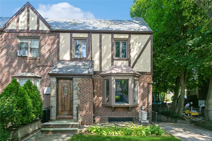 A great opportunity to own this semi-detached Tudor style townhouse on quiet Fleet Street!  Main floor: Large living room, formal dining room, eat-in-kitchen with outdoor terrace, 1/2 bath off kitchen.  2nd Floor: 3 bedrooms, full master bath. Lower Level: large finished family room, full bathroom with shower, laundry/utility room, one car garage. Private grassy sitting areas in front and back. Updated windows, Split A/C on main floor, window units in bedrooms. Great schools and convenient location to Manhattan or Long Island. Close to both NY Airports. Don&rsquo;t wait!
