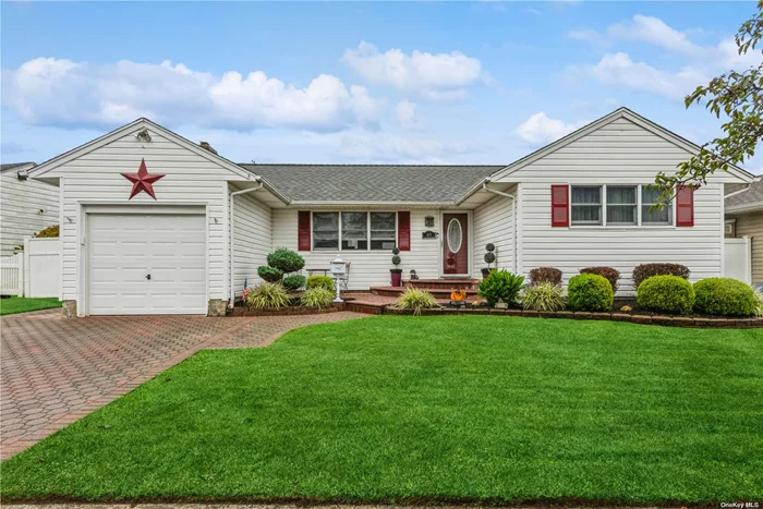 Welcome Home to Heart of Bethpage! This home has all the bells and whistles. Featuring an open floor concept, crown moldings, beautiful hardwood floors, high hats, a cozy fireplace, new windows, tons of storage, a must see! Fully renovated kitchen with custom soft close cabinets, stainless steel appliances and granite countertops with a bonus serving window. Full size formal dining room that flows into an open living room /family area. Living room features a beautiful fireplace. Master suite features a private 1/2 bath and great closet storage space. The second bedroom is roomy and also features great closet storage. The third bedroom is perfect for an office, guest room or a laundry room, featuring a convenient water closet. Fully renovated bath adjacent to all 3 bedrooms. The basement has two separate entrances- private walk out, private locked entrance from inside of main house. Tons of storage and endless possibilities for the fully finished basement. The privately fenced yard features a full deck, sunset awning, an above ground pool with remote lighting, a fire pit, a shed for storage, tiled serving area for guests, great sunlight exposure, inground sprinkler systems through the grounds. Lastly, a one car attached garage featuring a hurricane paneling prevention door. Full attic size of home great for additional storage. If you are looking for a home to entertain your family and friends comfortably this is the home for you. Close to all parks, 6 mins to the LIRR, N79 bus, highways, shopping, tons of restaurants, golf courses, schools, house of worship and so much more!!