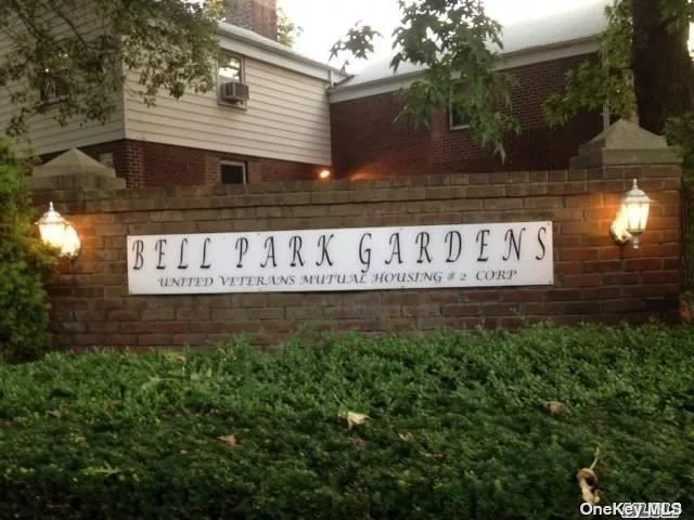 Sunny two-bedroom garden apartment in need of TLC.? Nestled in a courtyard, this sunny unit is in proximity to shopping, restaurants and the LIRR stop.? If you are willing to fully renovated it, you will have a gorgeous unit with built-in equity and low monthly maintenance!? Bell Park Gardens offers a playground, storage room and laundry facility.? Parking is also available via sticker or a garage (wait list).