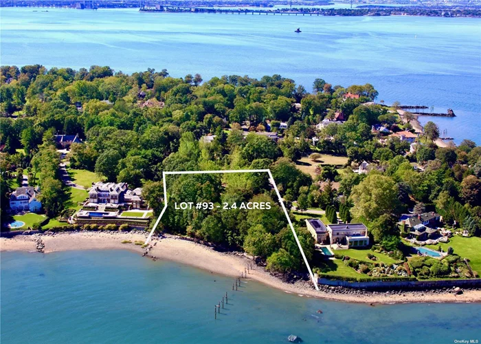 An expansive 2.4 Acres of prime property, with approximately 430 feet of water frontage, located on one of the most sought after streets in the prestigious Village of Kings Point. The property has a private beach, docking rights and is already sub-divided into 2 separate lots.