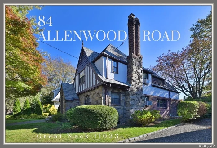 GREAT NECK welcomes you to 84 ALLENWOOD ROAD // Enjoy this move-in ready TUDOR with all the charm of a movie set // First time on the market in 50 years, this much loved beauty has unique Features: Arched Window at the front of the house {other windows with Stained Glass details}, More than 10 additional period arches throughout the house leading from Room-to-Room // A Paneled Formal Dining Room with inlaid wood floors, Finished Enclosed Porch, Very Large Primary Bedroom with En-suite Bath including a staircase access to the Peaked Attic with lots of Storage // 2 Additional nice sized Bedrooms // A Large Hall Bath with Vintage Touches // Lower Level has finished space for a Playroom + Home Office // Outside, the functional flat Backyard is L-Shaped + borders Sutton Ct in Kensington // This address is 3 short blocks to ALLENWOOD PARK, which offers 13 Acres of Outdoor Fun: All-Weather Tennis Courts, Baseball, Softball, Playground, Bike Riding + even allows Dogs on leashes! // Great Neck SD + all the culture that brings // Near to LIRR with Direct Routes to PENN + Grand Central Madison // Near Major Hospitals + Houses of Worship // Thrive in this awesome Community:)