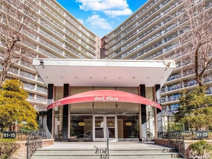 This corner unit features two bedroom, two full baths with a private terrace, a smart layout, a spacious dining and living room area, a master bedroom with a master bath, a second bedroom with large closet, windows in every room makes this unit very bright. Park Plaza offers a great location, just minutes from subway (R & M), buses to the city & all major highways. Only steps to Rego Center Mall, and local restaurants. Amenities to enjoy include two laundry areas- a package room- in-house super- outdoor playground- Building Link-storage/bike room-24hr Doorman-& parking (waitlist).