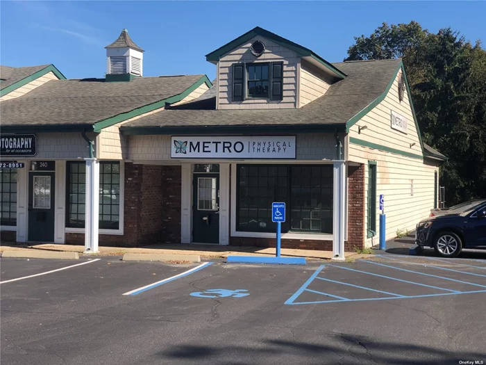 1300 SF Physical Therapy Office For Lease with full finished basement. Well Maintained Neighborhood Center. Recently Renovated. Central HVAC. Corner Lot, Dedicated Turn Lane, Pylon Sign.
