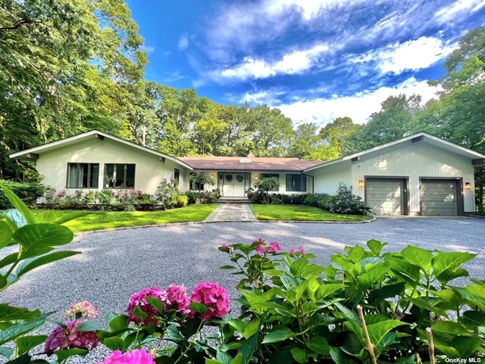 Fully renovated 3100 sq ft Ranch , 4 Bed, 3.5 bath,  w/ oversized walk out basement. 2 driveways, perfect for a multi generation family, home office, playroom, etc...... Property enjoys Laurel Hollow and Oyster Bay Cove beaches. 2+ private acres at the end of Tiffany Rd. ( near Sunset )