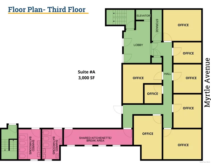 Don&rsquo;t miss your chance to lease the third floor in a 40, 000 sq. ft. office building. The third floor is 3, 000 sq. ft. and features an elevator, five minutes from the J&Z subway lines, shared kitchenette, bathrooms, and on-site super. This space is ideal for Medical/Healthcare or Professional Services. Other lease options are available