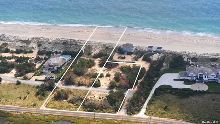 Two Single and Separate Lots offered as a package. 71A Dune Road is +/- 1.25 acres with +/- 105&rsquo; frontage on the ocean. Taxes are $29, 918.82. 73A Dune Road is +/- 0.97 acres adjacent, interior lot. Taxes are $13, 687.00.  Welcome to an unparalleled opportunity to craft your dream retreat - a once-in-a-lifetime chance to build on two adjacent lots that epitomize luxury coastal living. Spanning a total of 2.22 acres, this exclusive property offers an extraordinary canvas for creating an opulent oasis that seamlessly blends beachfront serenity with lavish amenities. The crown jewel of this offering is the oceanfront lot, a sprawling 1.25-acre expanse that boasts an impressive 105 feet of frontage on pristine white sand beach. Adjacent to the oceanfront splendor lies the 0.97-acre interior lot, offering a unique opportunity to create a multifaceted compound that captures both ocean and bay views. Whether you envision a private tennis court, a luxurious oceanfront pool, or a sprawling guest house with its own panoramic vistas, the possibilities are as boundless as the surrounding horizon. This interior lot provides the flexibility to design and build with utmost creativity, ensuring that every inch of your retreat reflects your unique vision and lifestyle. Seize this rare chance to build your legacy on the Hamptons&rsquo; iconic Dune Road, where two adjacent lots converge to offer an unparalleled canvas for your coastal masterpiece. Embrace the allure of oceanfront living, the prestige of this sought-after location, and the limitless possibilities that await as you embark on the creation of your exclusive retreat in the heart of one of the world&rsquo;s most coveted beachfront destinations.