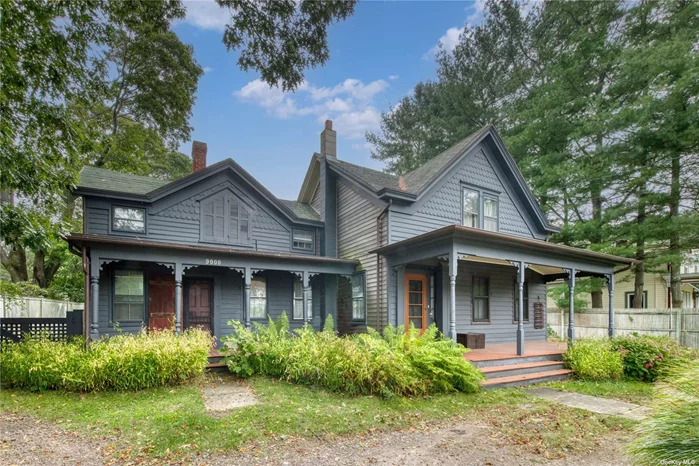 Step back in time in this uniquely intact and restored 19th C two family home with many original features including original wide board floors, original mantles, moldings, doors, beadboard, glass fronted kitchen cabinets, etc. Period two story barn, privy and gardeners shed. Established landscaped garden and specimen trees. Covered front, rear porch and screened porch. Exceptionally deep rear property.