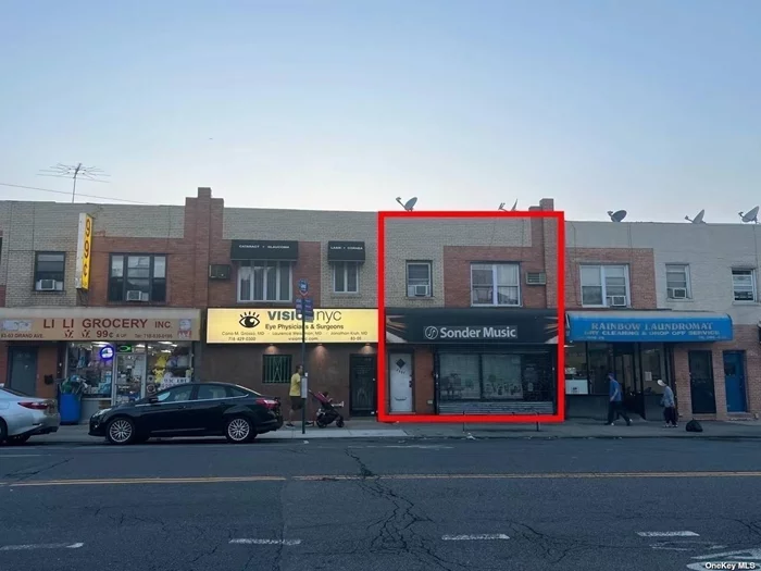 Great Value for Sale! Downtown Elmhurst Mixed Used 2 Family Brick Store + 2 Residents! Zoning C1-3 & R4, lot 20x57, building 20x55, first floor musical school, second floor apts; low tax $8265/yr, 5.6% net Cap rate, 1 min walk to Q58 bus. 8 min walk to M/R train, close to restaurants/stores. A must See! Seller is motivated to Sell!!