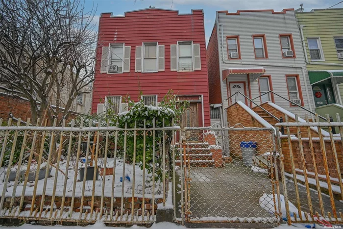Unique investment opportunity in the vibrant borough of Brooklyn, this two-family property has potential for investment. Two bedrooms and a full bath in each unit. In need of renovations, property is situated in an R6 zoning area, making it an ideal canvas for creative transformations. Boasting a generous lot size of 24&rsquo; X 107.17&rsquo;. Property can easily be taken down and replaced with a gorgeous 8 unit condo building or rental building.The property is conveniently located near shopping centers and transportation, adding to its appeal.