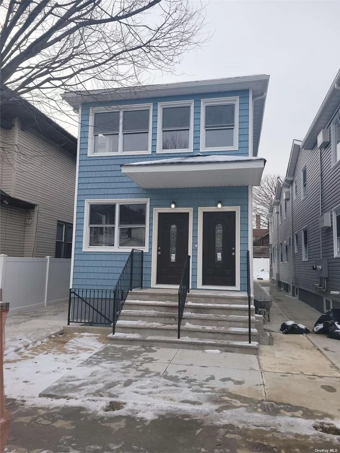 Beautiful New construction 2 fam house detached, private driveway, 3 bedroom over 3 bedroom with 2 full bath on each floor full basement with tiles and full bath about 1280 square foot per floor total square foot include the basement is 3840.